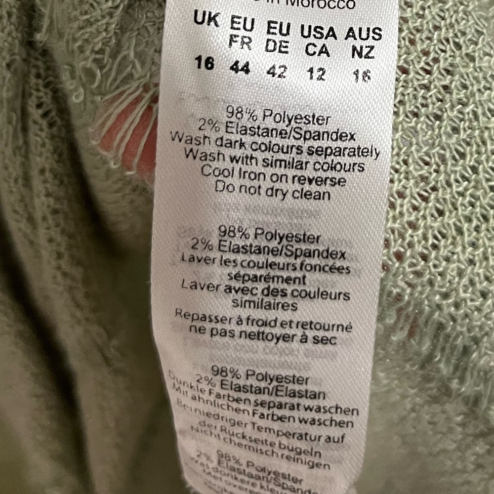 PrettyLittleThing Sage Green Asymmetrical Top Lightweight Sheer Sweater Large - Picture 5 of 5